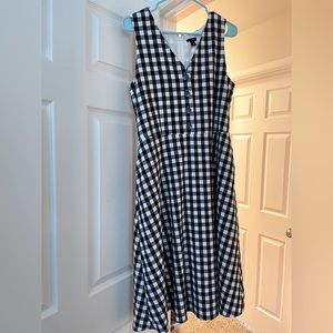 Ann Taylor Sleeveless Black Gingham Dress
